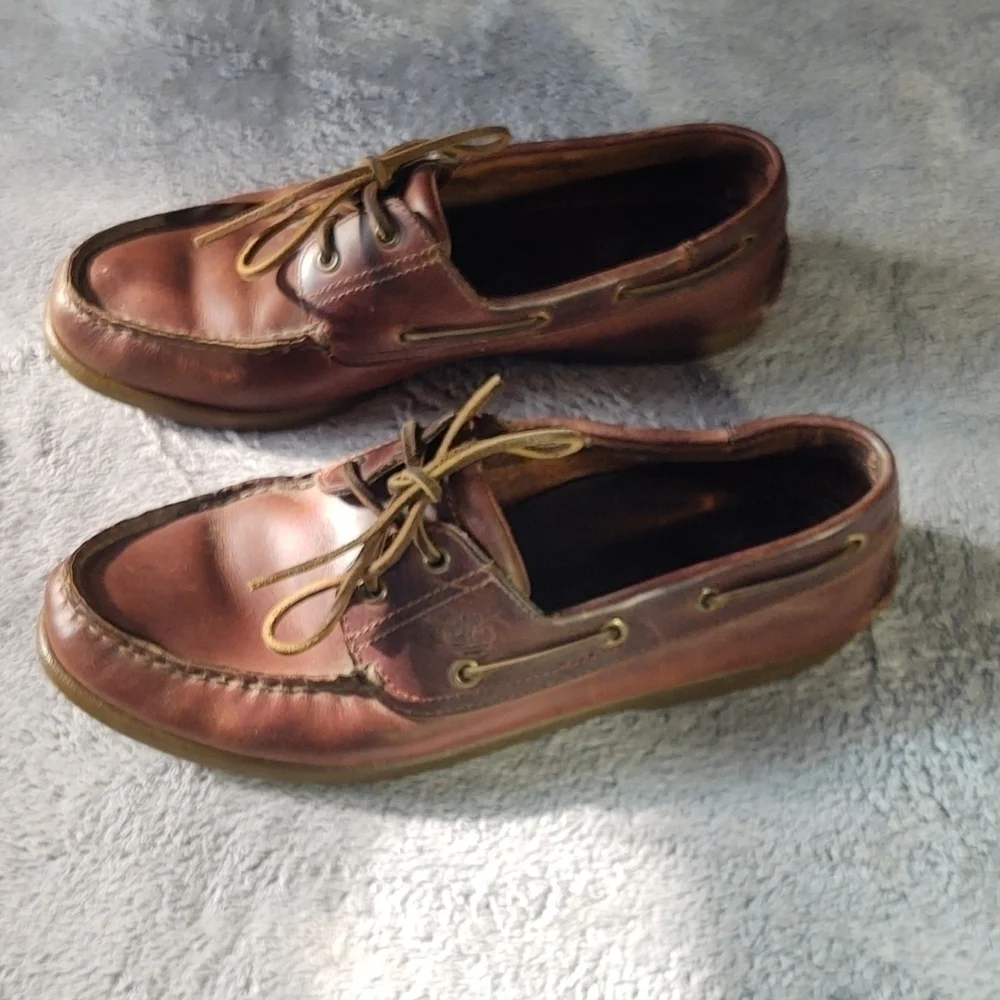 .Timberland Chestnut Brown Leather Boat Shoes Sz 10